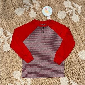 Play by Little Sleepies Raglan Henley Tee Long Sleeve Striped Shirt 4T